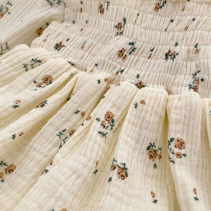 Floral Vintage Romper Dress with Bow Headband