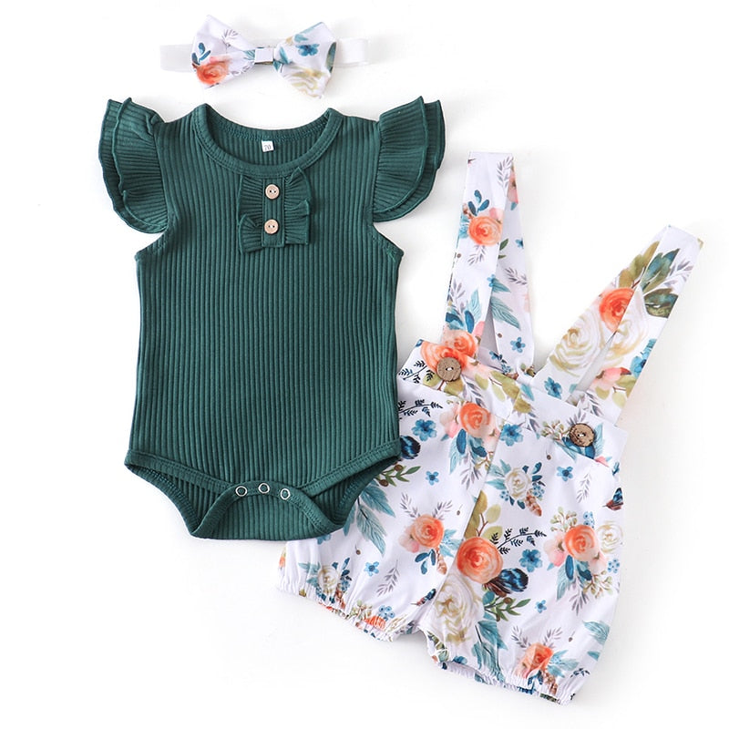 Romper Flower Suspender Set (3 colors)