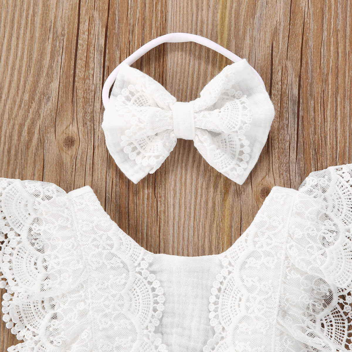 Lace Ruffle Romper and Headband
