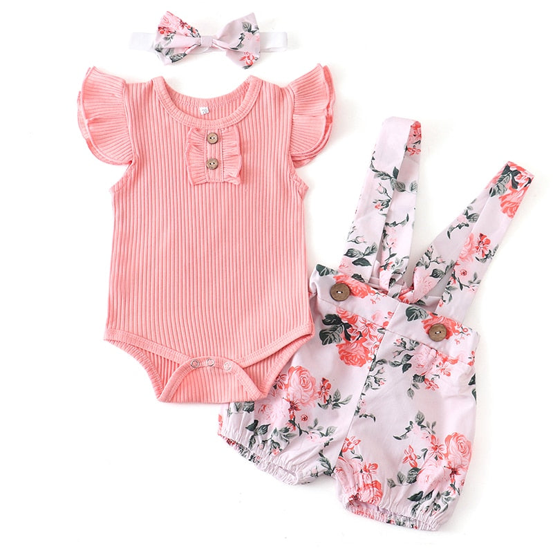 Romper Flower Suspender Set (3 colors)