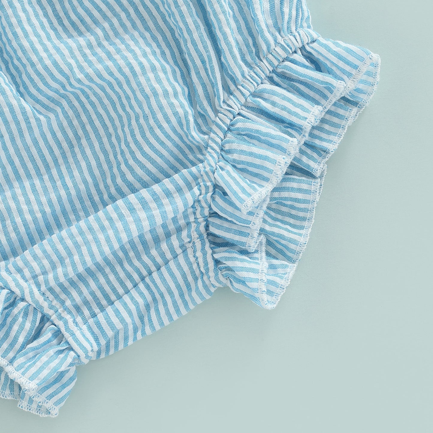 Blue Bow Pinstriped Set