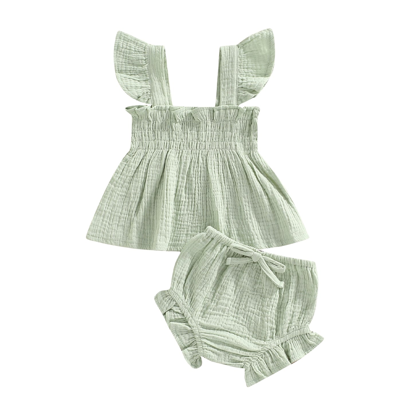 Summer Sleeveless Ruffle Top and Bottoms