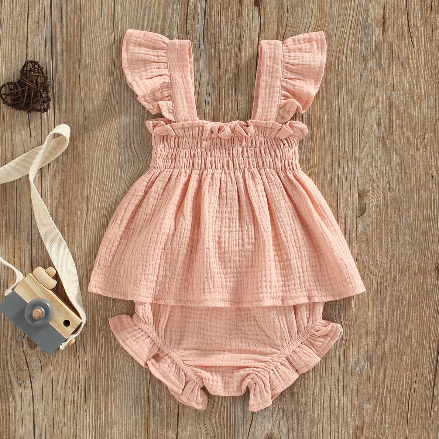 Summer Sleeveless Ruffle Top and Bottoms