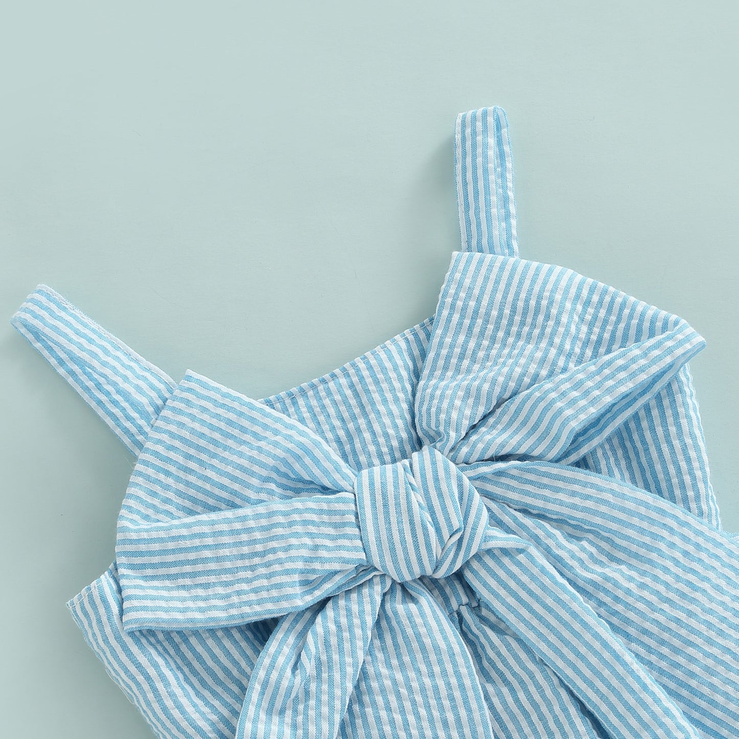 Blue Bow Pinstriped Set