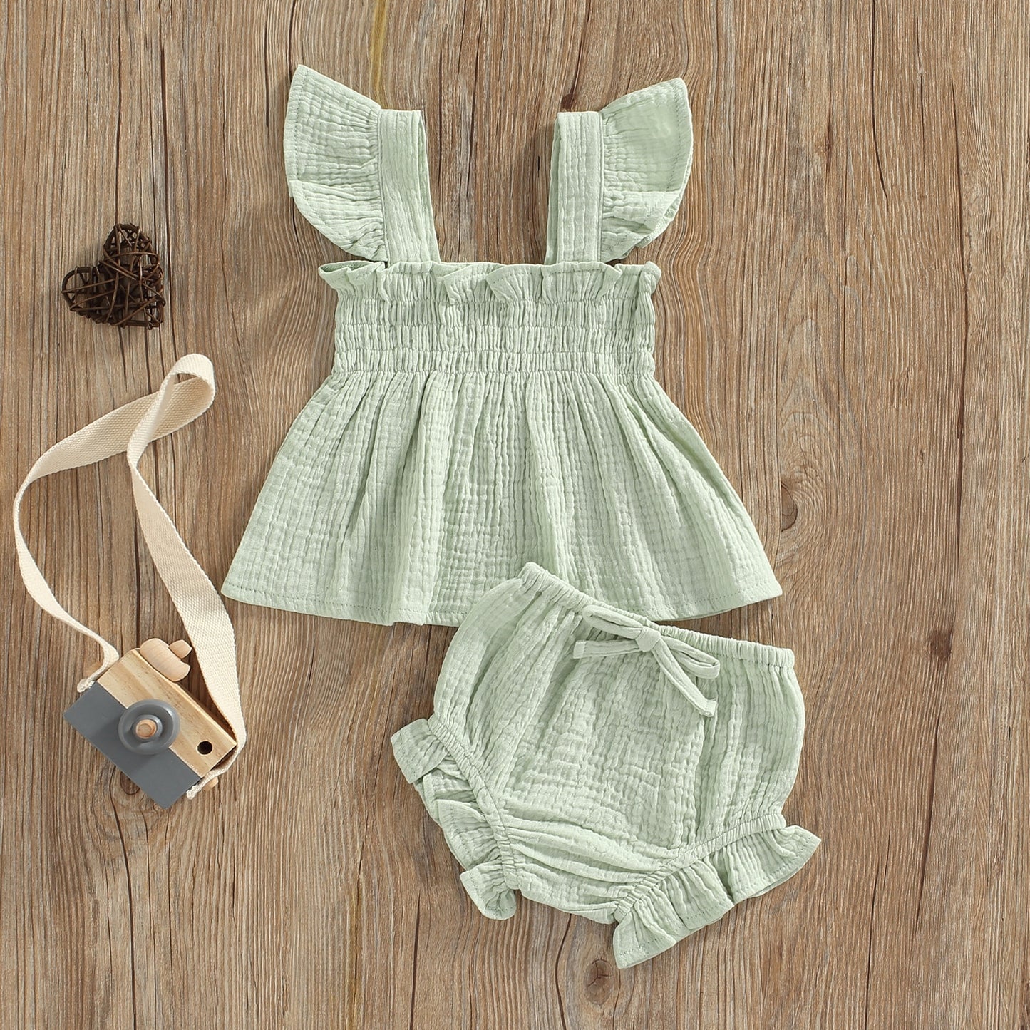 Summer Sleeveless Ruffle Top and Bottoms