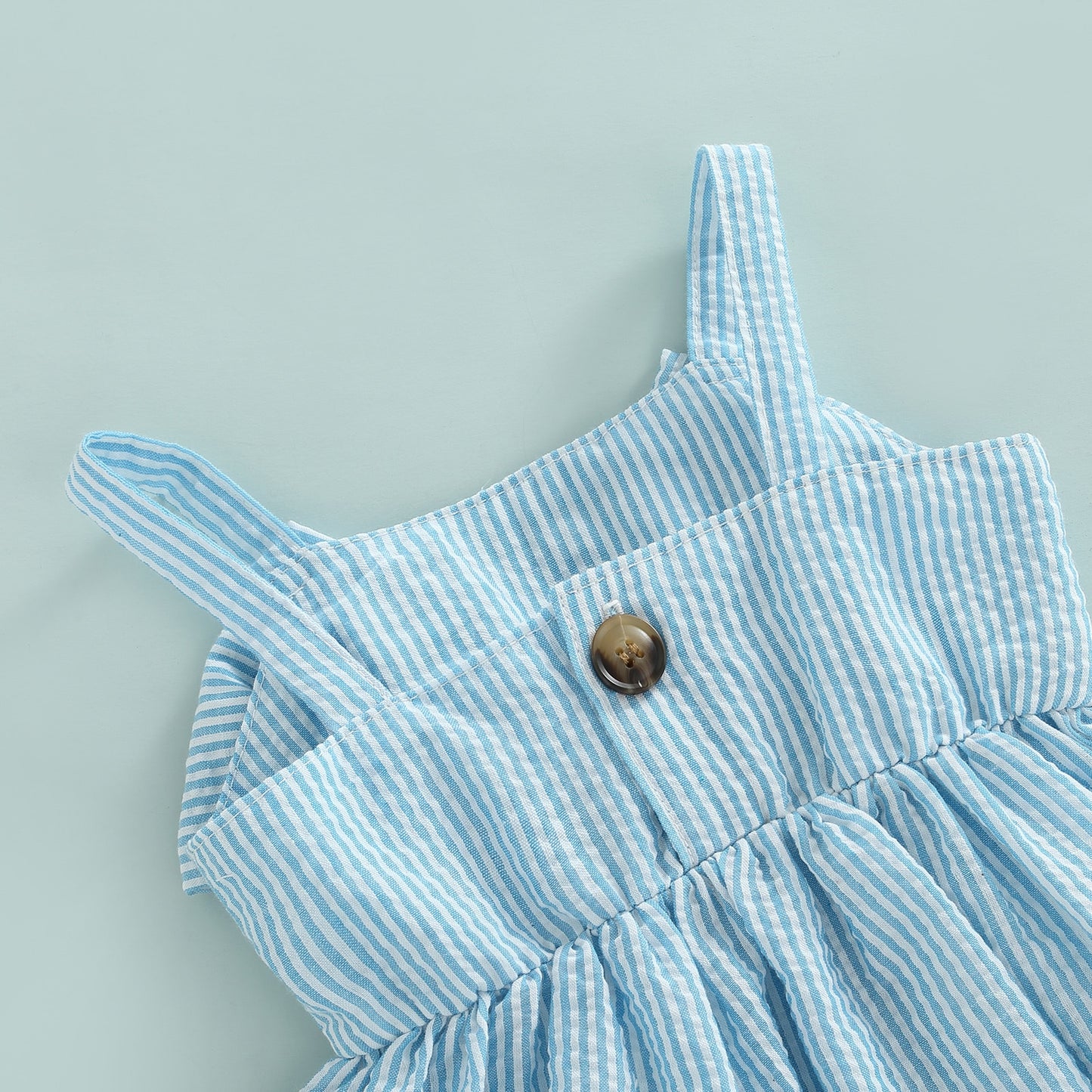 Blue Bow Pinstriped Set