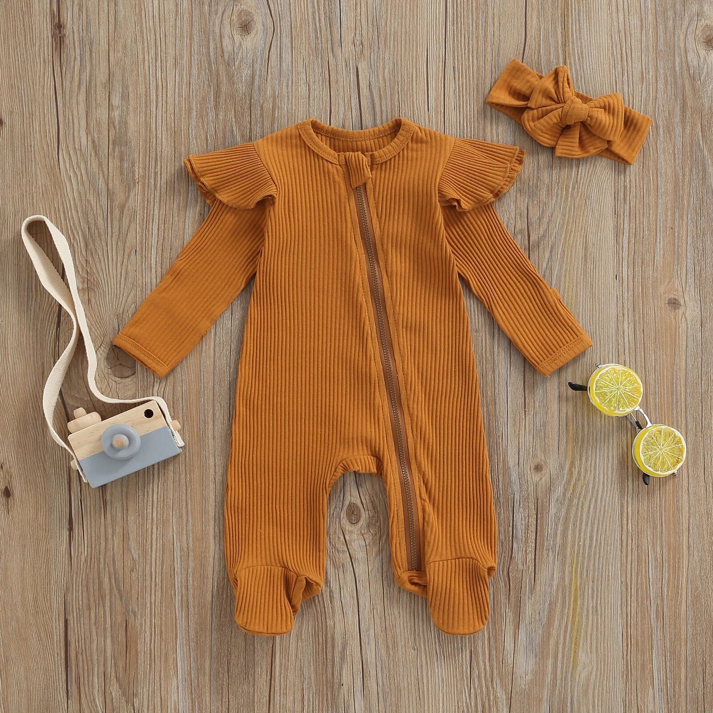 Ribbed Long Sleeve Zipper Jumpsuit