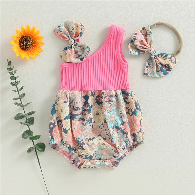 Summer Floral One Shoulder Romper