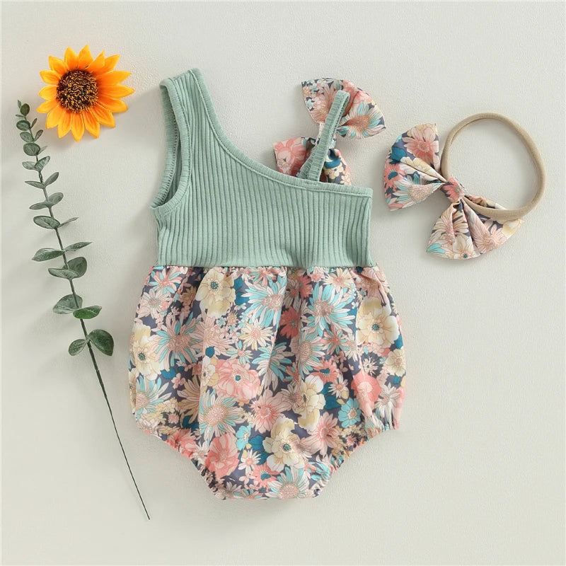 Summer Floral One Shoulder Romper
