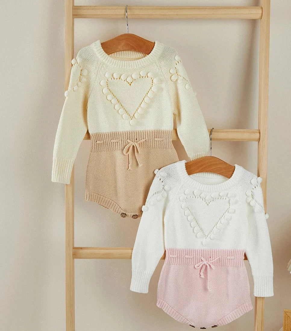 Lovely Heart Knitted Romper