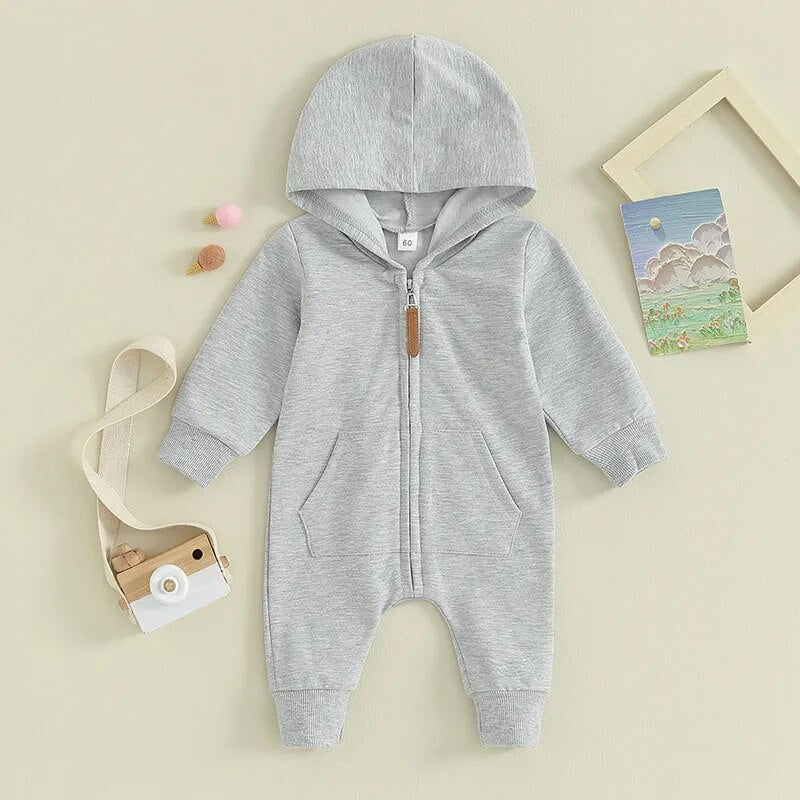 Zipper Hooded Jumpsuit