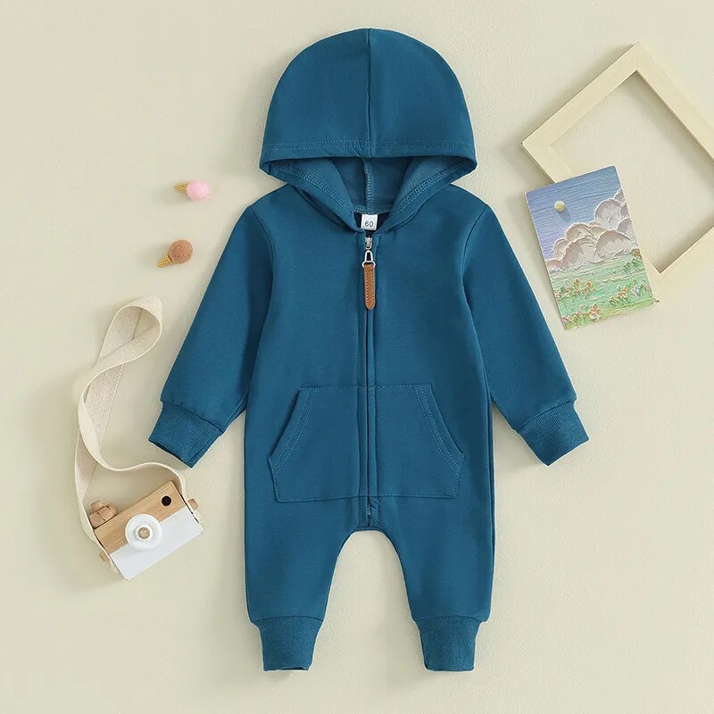 Zipper Hooded Jumpsuit