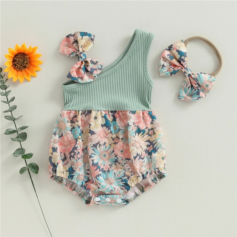 Summer Floral One Shoulder Romper