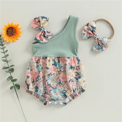 Summer Floral One Shoulder Romper