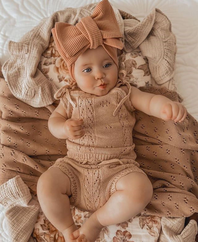 Lace-up Knitted Romper Set
